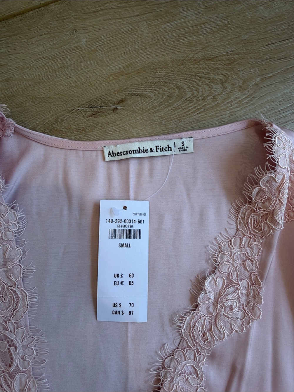 Abercrombie & Fitch Blush Pink Lace-Trim Satin Tie Top - Picture 2 of 2